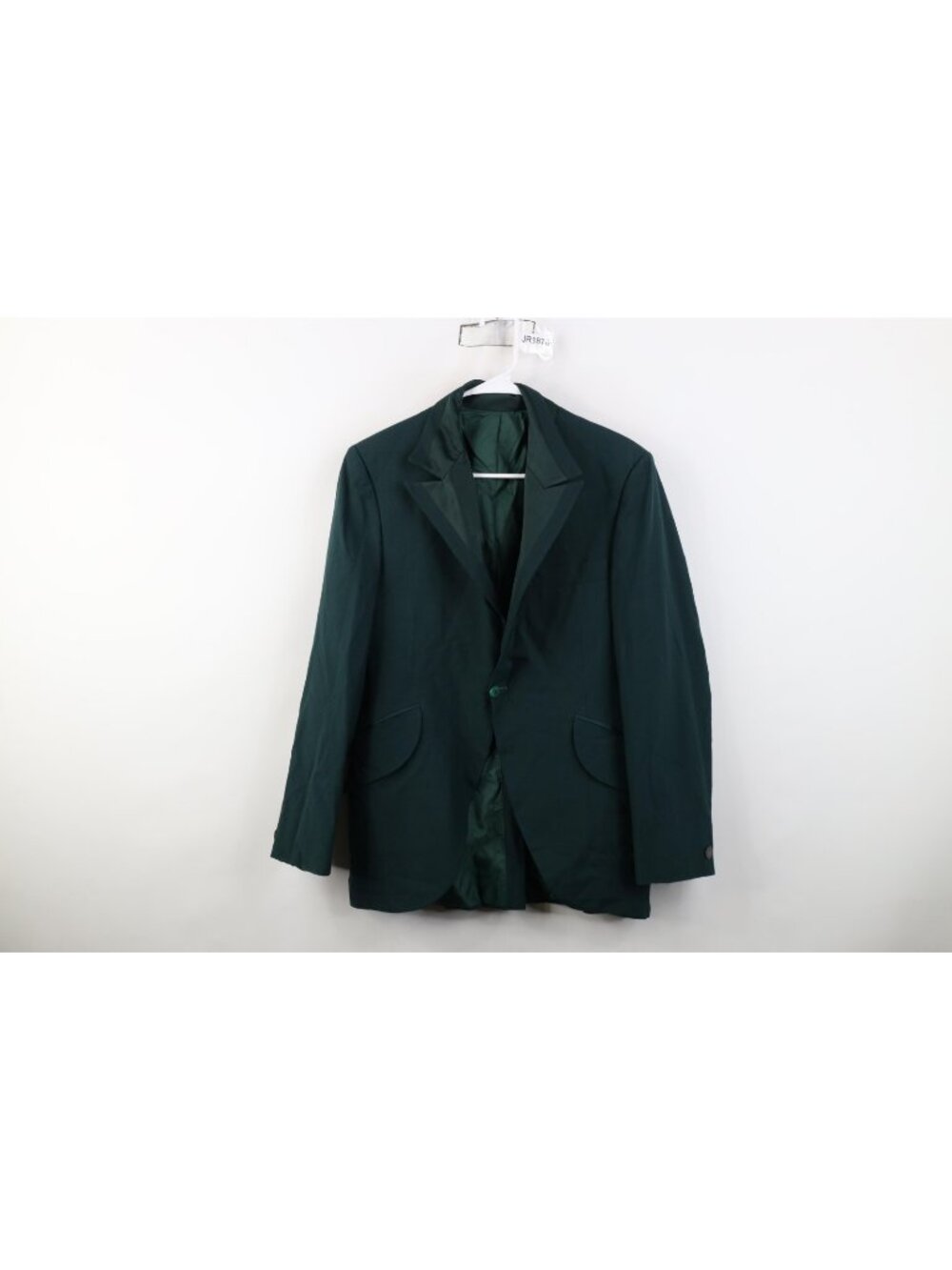 Vintage 50s Rockabilly Mens 37R Satin Trim Smoking Prom Tuxedo Jacket Green USA